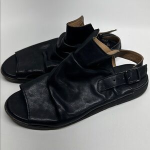 Moma Sandals Open Toe Adjustable Buckle Strap Soft Leather Shoes Black Size 9